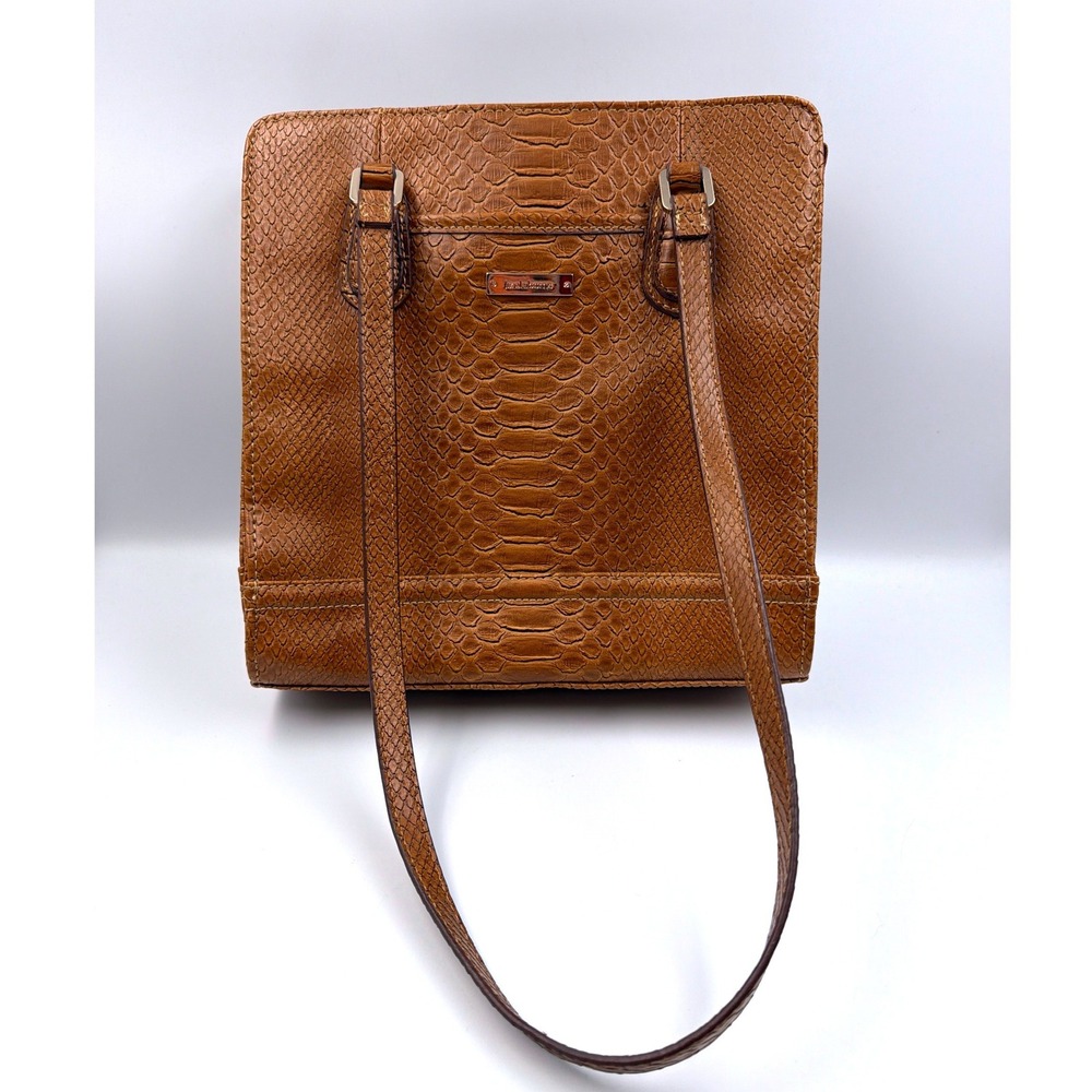 Vintage Liz Claiborne Brown Faux Croc Shoulder Bag Y2K Classic Tote